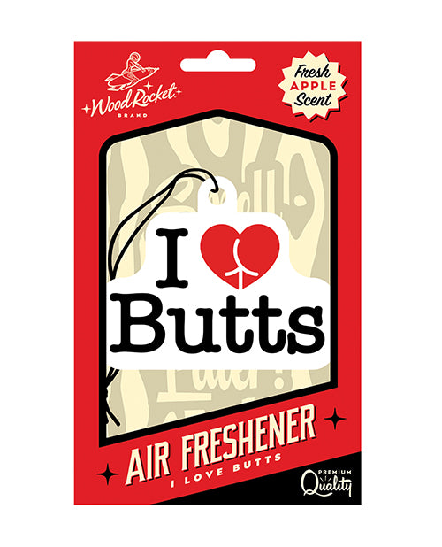 Wood Rocket VAF-018 I Love Butts Air Freshener, Fresh Apple Scent, White