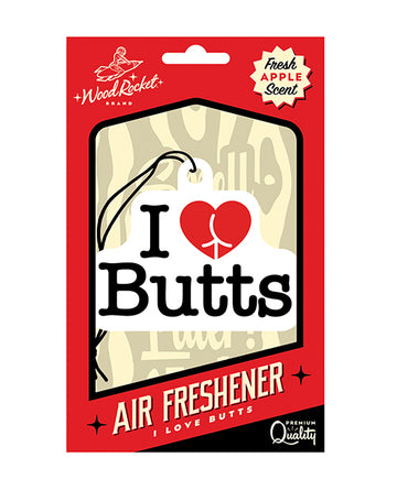 Wood Rocket VAF-018 I Love Butts Air Freshener, Fresh Apple Scent, White