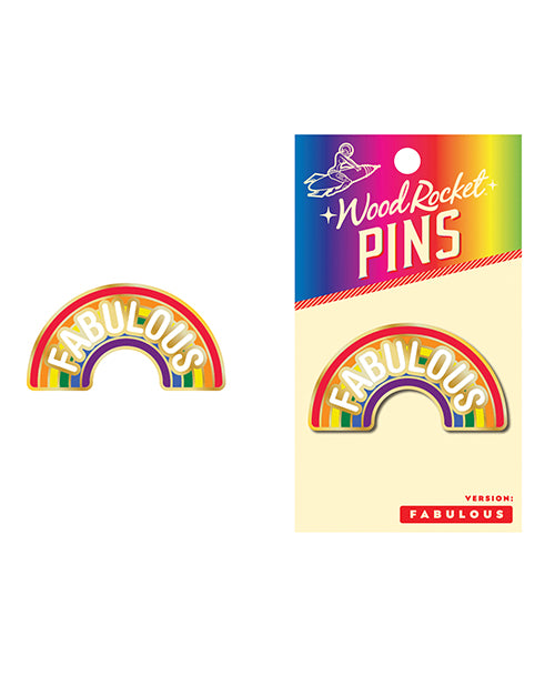 Wood Rocket WRP-016 Fabulous Enamel Pin, Rainbow LGBTQ Design