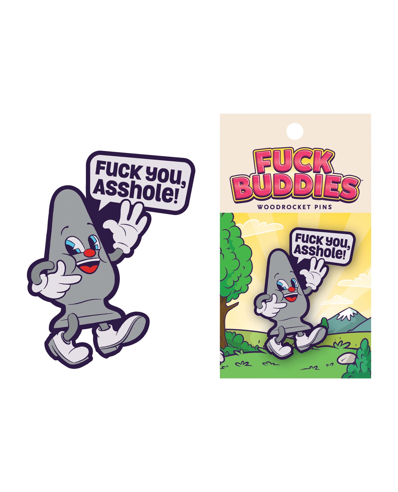 Wood Rocket FBP-003 Adult Novelty Pin, Grey