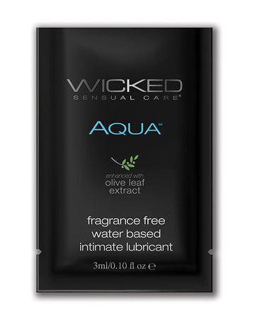 Wicked Sensual Care 90100 Aqua Waterbased Lubricant, Fragrance Free, .1 oz