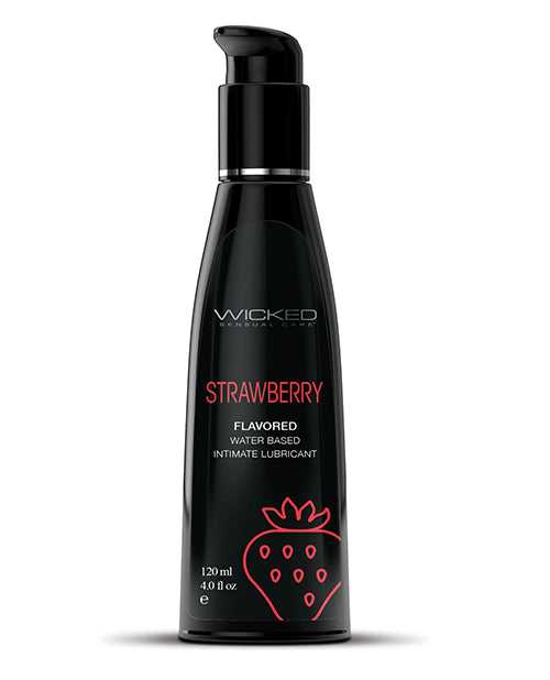 Wicked Sensual Care 90414 Aqua Water Based Lubricant, Strawberry, 4 oz