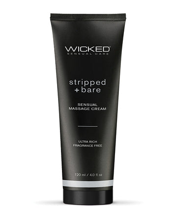 Wicked Sensual Care 90944 Stripped & Bare Unscented Massage Cream, 4 oz