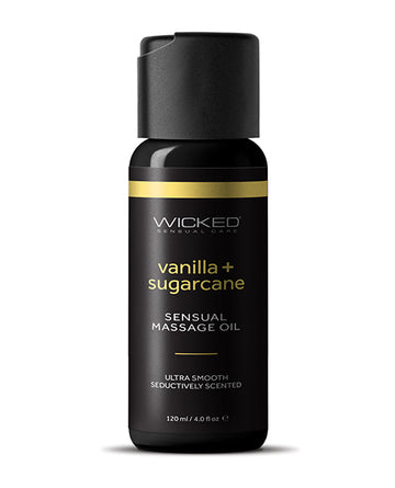 Wicked Sensual Care 90994 Vanilla & Sugarcane Massage Oil, 4 oz