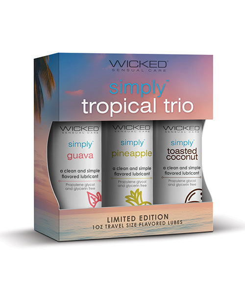 Wicked Sensual Care 91190 Tropical Trio 3x 1oz Flavored Lubes, Water-Based