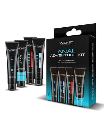 Wicked Sensual Care Anal Adventure Kit, 4-Piece 1 oz Jelle Lubricant Set