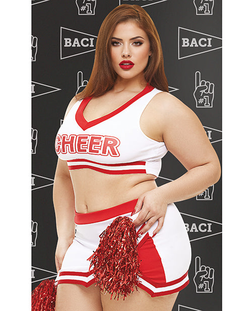 Dreams by Baci Lingerie Gameday Hottie 4-Piece Set, White/Red, Queen