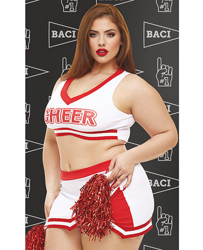 Dreams by Baci Lingerie Gameday Hottie 4-Piece Set, White/Red, Queen