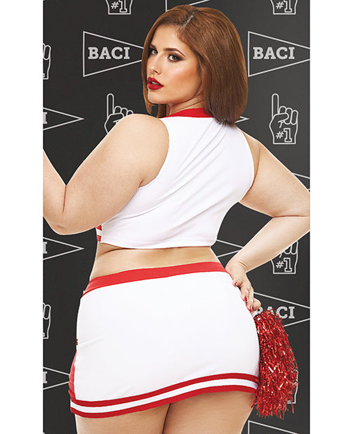 Dreams by Baci Lingerie Gameday Hottie 4-Piece Set, White/Red, Queen