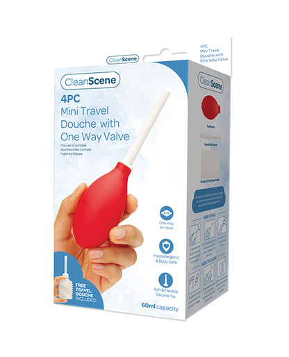 Xgen AquaClean Mini Travel Douche with One-Way Valve, 4-Piece Set