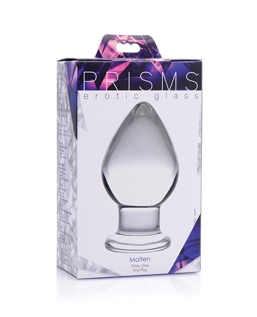 XR Brands Prisms Erotic Glass Molten Butt Plug, Clear Borosilicate Glass