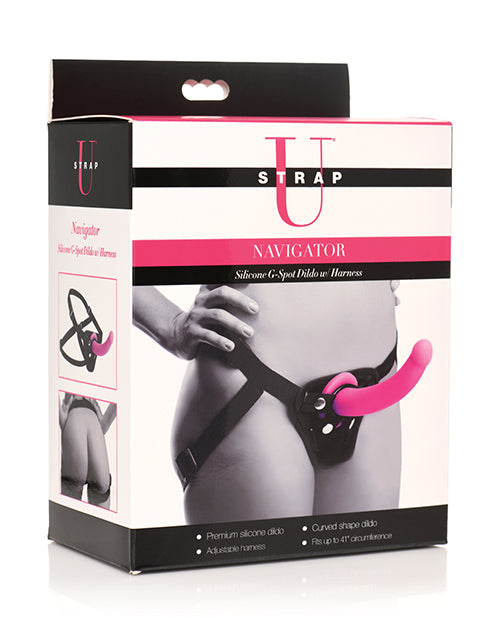 XR, LLC AF216 Strap U Navigator Silicone Dildo w/Harness, 7-inch