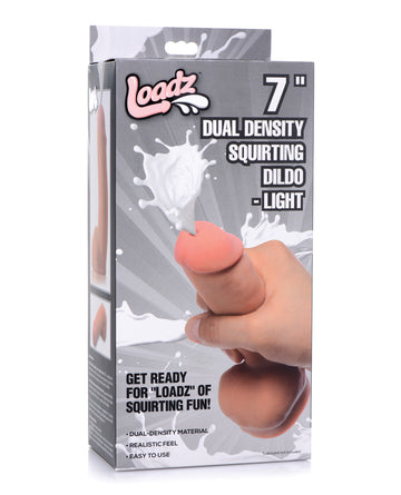 Loadz 7" Dual Density Squirting Dildo, Realistic Skin, TPR, Ivory