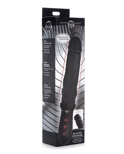 Master Series 8X Auto Pounder Vibrating & Thrusting Dildo with Handle, Black