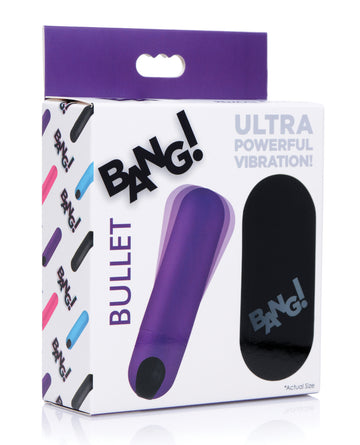 XR Brands Bang! Vibrating Bullet, Remote Control – Rechargeable Purple