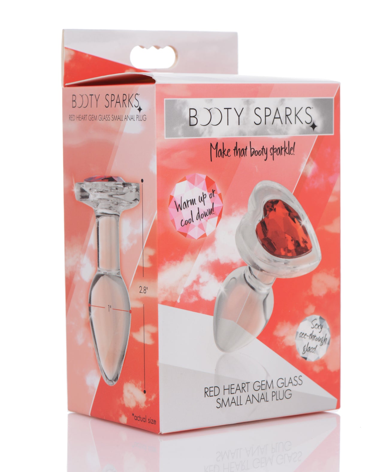 Booty Sparks Red Heart Gem Glass Anal Plug, Small – 2.8" Length