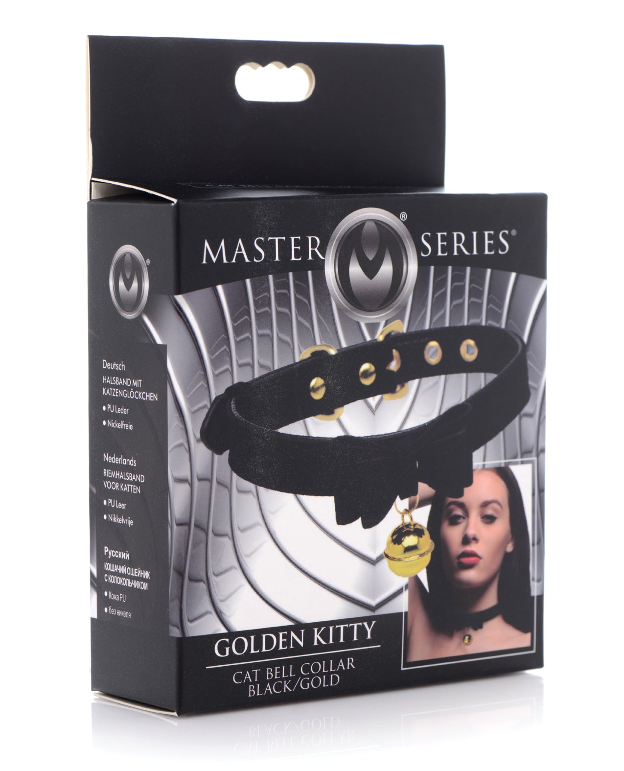 XR, LLC Master Series Golden Kitty Cat Bell Collar, 12.8-16.5" Adj., Black/Gold