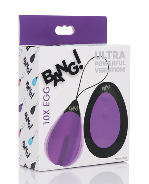 Bang! 10X Silicone Vibrating Egg, Purple – 10 Functions & Wireless Remote