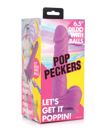 XR AG766-Purple 6.5" Dildo w/Balls, Purple PVC, Suction Cup