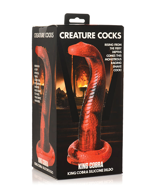 Creature Cocks King Cobra Silicone Dildo, Red/Black