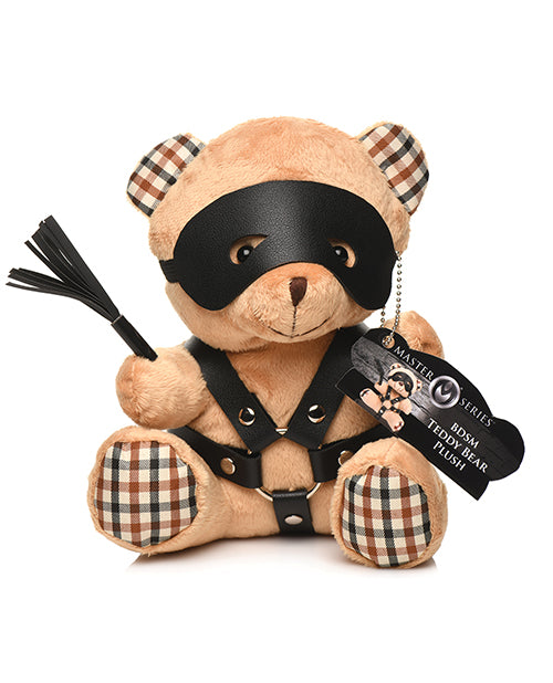XR Brands Master Series BDSM Teddy Bear Plush, 8.5-inch, Peach Fur
