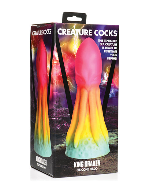 XR Brands Creature Cocks King Kraken Silicone Dildo, Rainbow – 8.1 Inches