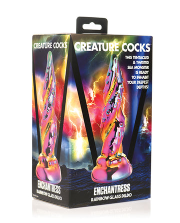 XR Brands Creature Cocks Enchantress Rainbow Glass Dildo