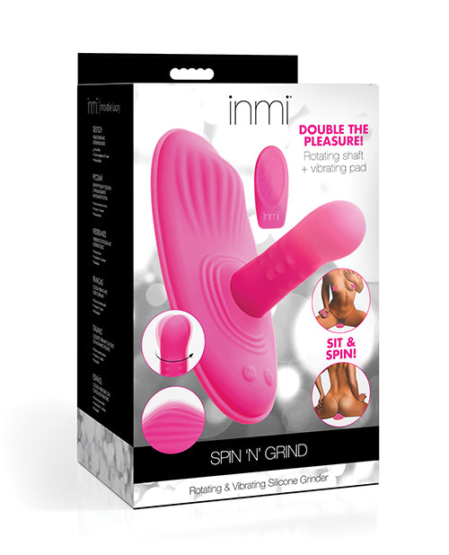 Inmi Spin 'N' Grind Hands-Free Rotating & Vibrating Silicone Grinder, Pink