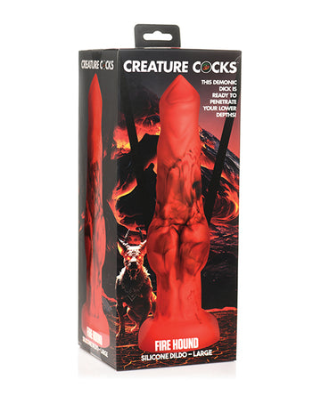 Creature Cocks Fire Hound Dildo, Large Red Silicone