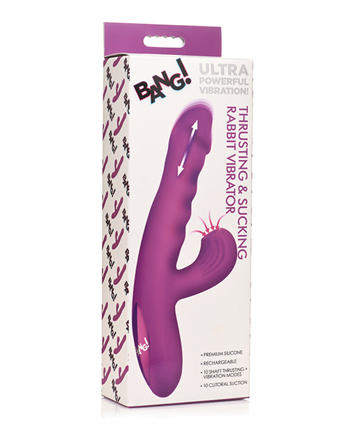 XR, LLC Bang! Thrusting & Sucking Rabbit Vibrator, Purple, Rechargeable