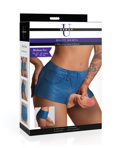 XR, LLC AH453-M Strap-On Harness, Booty Shorts, 6" Silicone Dildo, Medium