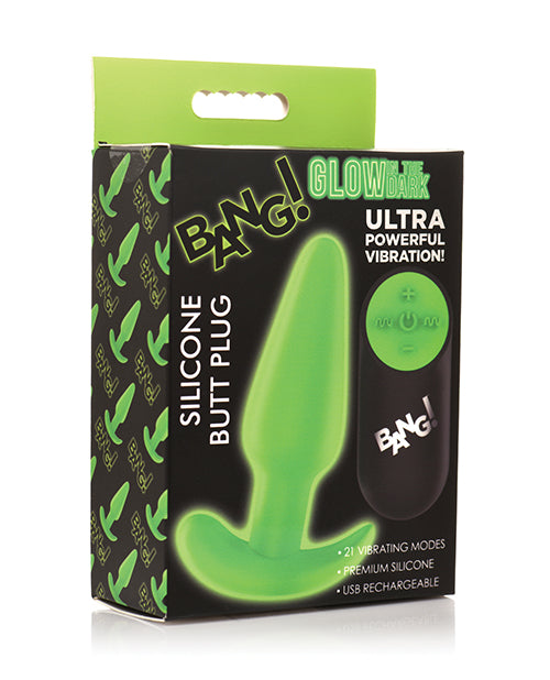 XR Brands Bang! Glow-in-the-Dark 21-Function Remote Control Silicone Butt Plug