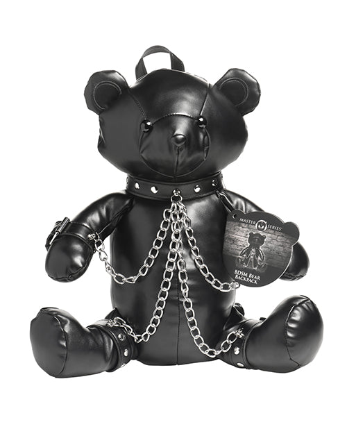 XR Brands Master Series BDSM Bear Backpack, Black Faux Leather