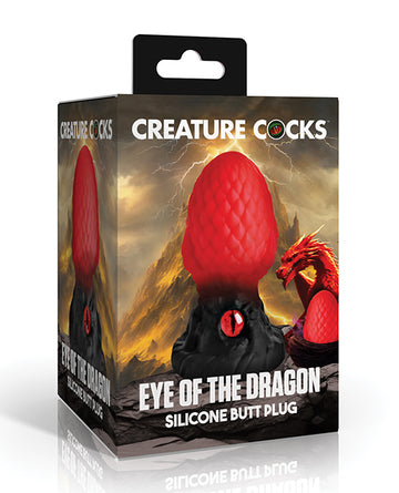 XR Brands Eye of the Dragon Silicone Butt Plug, Red – 4.4" Length