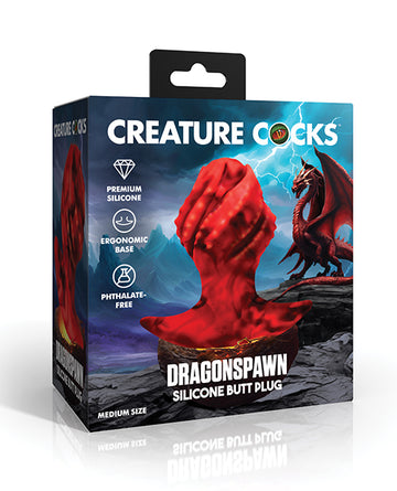 Creature Cocks Dragonspawn Silicone Butt Plug, Medium – Black/Red