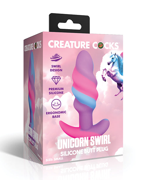 XR AH706-Small Unicorn Swirl Silicone Butt Plug, Small