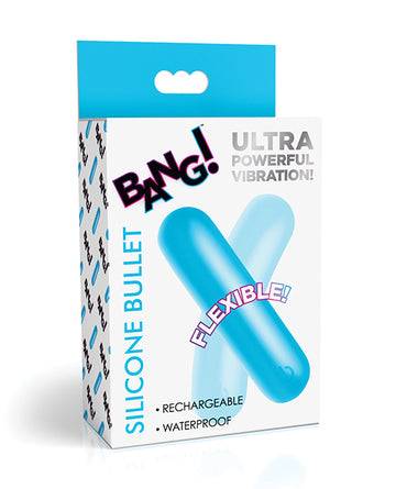 XR Brands Flexible Silicone Bullet - Blue, 3 Speeds & 7 Patterns, Rechargeable