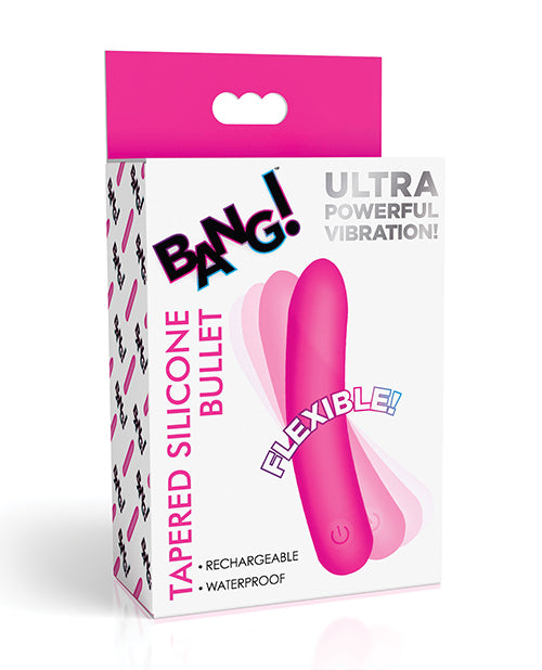 XR Brands Tapered Flexible Silicone Bullet, Pink – Rechargeable Vibrator
