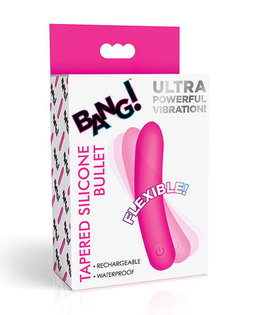 XR Brands Tapered Flexible Silicone Bullet, Pink – Rechargeable Vibrator