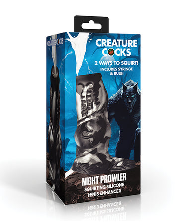 Creature Cocks Night Prowler Squirting Silicone Penis Enhancer, Silver