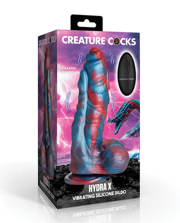 Creature Cocks Hydra Vibrating Silicone Dildo, Triple-Headed, Suction Cup