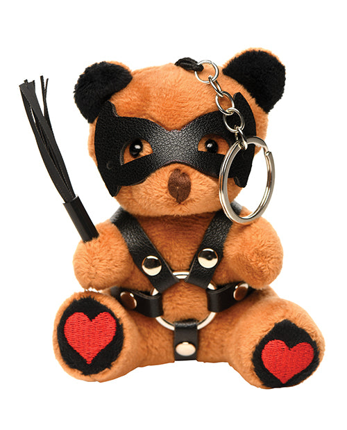 XR Brands Dom Bear Keychain, Brown with Vegan Leather Accents