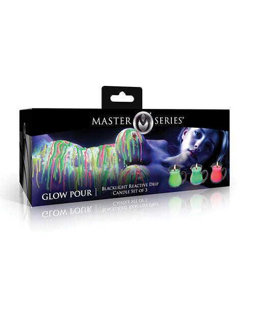 Master Series UV Blacklight Reactive Drip Candles, Skin-Safe - Set of 3
