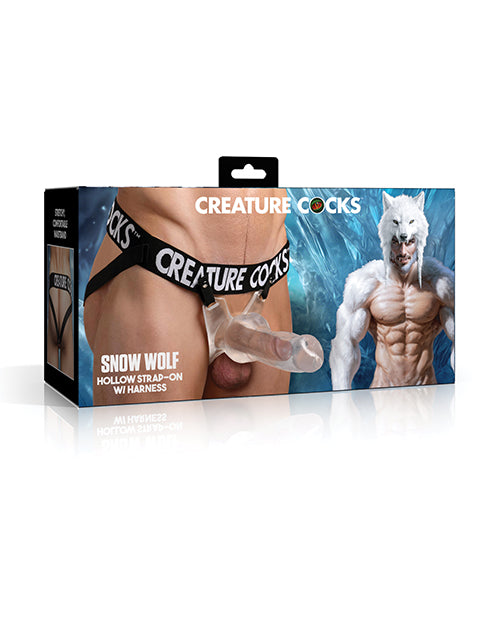 Creature Cocks Snow Wolf Hollow Strap-On w/Harness, 2" Tip & Body-Safe
