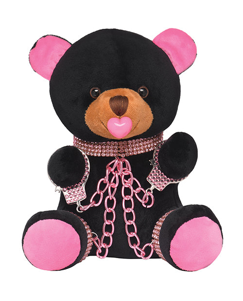 XR Brands Master Series Bling Bondage Bear, 8.5-inch Plush Adult Novelty