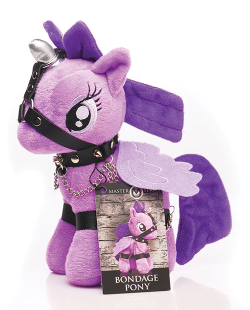 XR Brands Master Series Bondage Pony Plush, Purple Faux Leather Harness