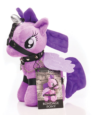 XR Brands Master Series Bondage Pony Plush, Purple Faux Leather Harness