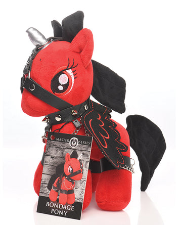 Master Series Scarlet Chainheart Bondage Pony, Red Faux Leather