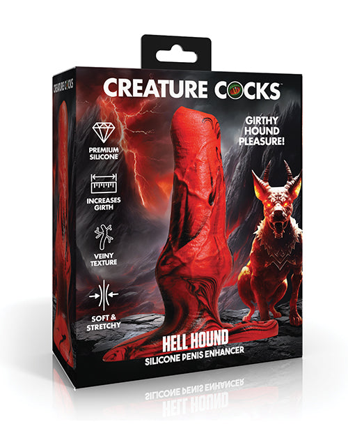 XR Brands Creature Cocks Hell Hound Silicone Penis Enhancer, Red/Black