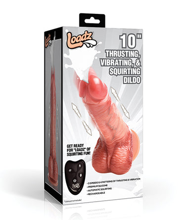 XR Brands Loadz 10" Thrusting, Vibrating, Squirting Dildo with Remote